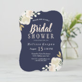 Invitations de douche nuptiale bleu et bleu marine (Debout devant)