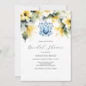 Invitations de douche nuptiale bleu et jaune (Devant)