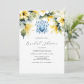 Invitations de douche nuptiale bleu et jaune (Debout devant)