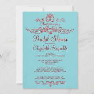 Invitations de douche nuptiale bleu et rouge de lu