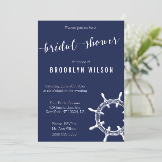 Invitations de douche nuptiale bleu marine (Debout devant)