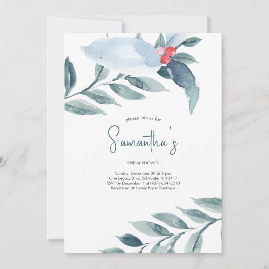 Invitations de douche nuptiale bleue (Devant)