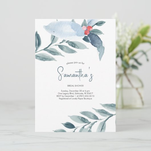Invitations de douche nuptiale bleue (Debout devant)