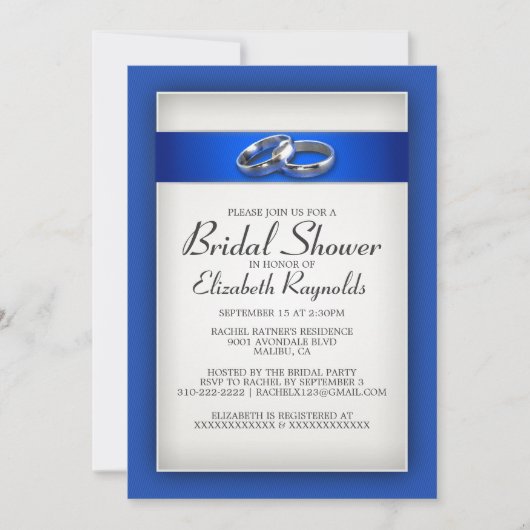 Invitations de douche nuptiale bleue (Devant)