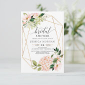 Invitations de douche nuptiale Blush Hydrangea (Debout devant)