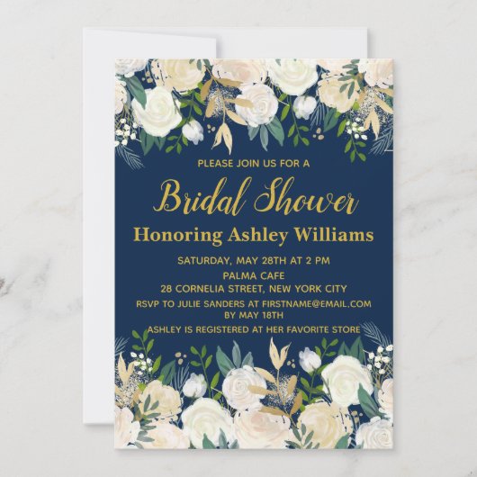 Invitations de douche nuptiale Boho Gold de la Mar (Devant)