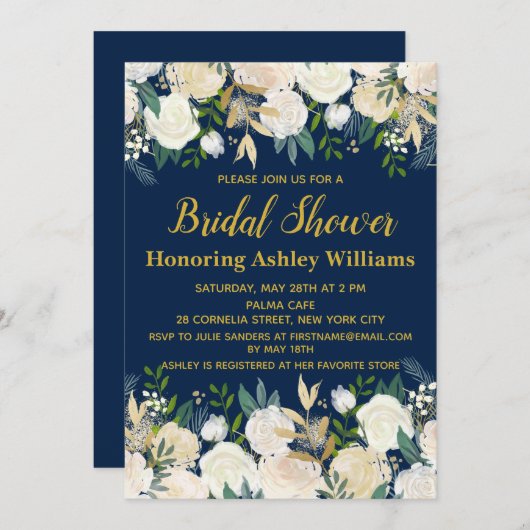 Invitations de douche nuptiale Boho Gold de la Mar (Devant / Derrière)