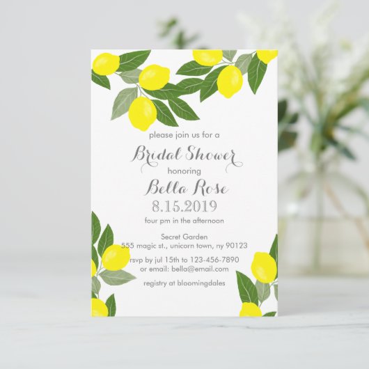 Invitations de douche nuptiale Boho Lemon (Debout devant)