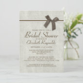 Invitations de douche nuptiale Brown Rustic Burlap (Debout devant)