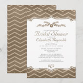Invitations de douche nuptiale Brown Zigzag (Devant / Derrière)