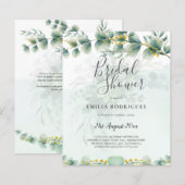 Invitations de douche nuptiale Budget Feuilles ver (Devant / Derrière)