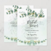 Invitations de douche nuptiale Budget Feuilles ver (Devant / Derrière)