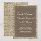 Invitations de douche nuptiale Burlap Brown (Devant / Derrière)