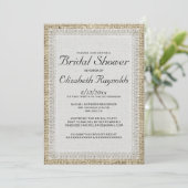 Invitations de douche nuptiale Burlap noir et blan (Debout devant)