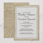 Invitations de douche nuptiale Burlap noir et blan (Devant / Derrière)