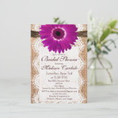 Invitations de douche nuptiale Burlap Purple Daisy (Debout devant)