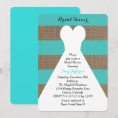 Invitations de douche nuptiale Burlap - Turquoise (Devant / Derrière)