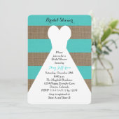 Invitations de douche nuptiale Burlap - Turquoise (Debout devant)