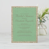 Invitations de douche nuptiale Burlap vert (Debout devant)