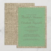 Invitations de douche nuptiale Burlap vert (Devant / Derrière)