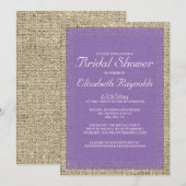 Invitations de douche nuptiale Burlap violet (Devant / Derrière)