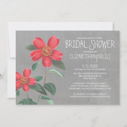 Invitations de douche nuptiale Camellia (Devant)