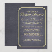 Invitations de douche nuptiale Chalkboard Gold (Devant / Derrière)