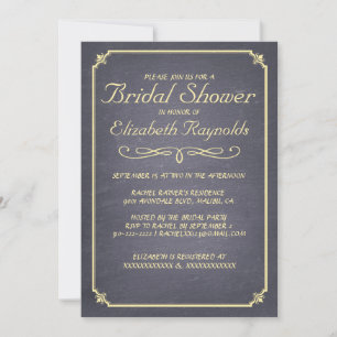 Invitations de douche nuptiale Chalkboard Gold
