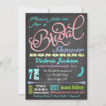 Invitations de douche nuptiale Chalkboard moderne<br><div class="desc">Invitations de douche nuptiale en tableau noir coloré et moderne avec lettrage à la craie dessiné à la main et typographie amusante sur un tableau ou un arrière - plan de tableau noir. Idéal pour toute douche à thème nuptiale et beaucoup de place sur le dos pour plus d'infos. Veuillez...</div>