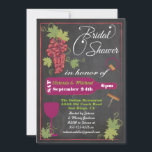 Invitations de douche nuptiale Chalkboard Wine<br><div class="desc">Cool et moderne Chalkboard Wine Bridal Shower Invitations avec une grande illustration de raisins rouges, vis de liège, bouteille de vin, verre de vin et feuilles de raisin sur un arrière - plan de tableau noir. Facile à modifier avec vos informations de fête. Besoin d'aide, contactez-moi ! Illustration tirée à...</div>