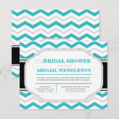 Invitations de douche nuptiale Chevron gris et tur (Devant / Derrière)
