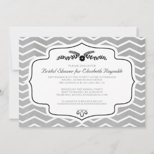 Invitations de douche nuptiale Chevron noir et bla