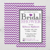 Invitations de douche nuptiale Chevron violet et b (Devant / Derrière)