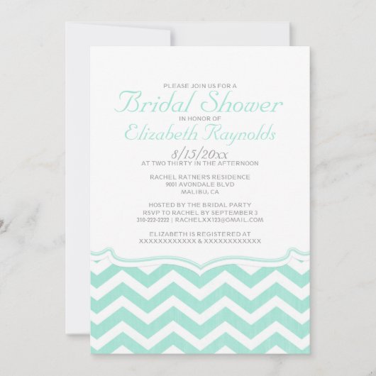Invitations de douche nuptiale Chevron Zigzag (Devant)