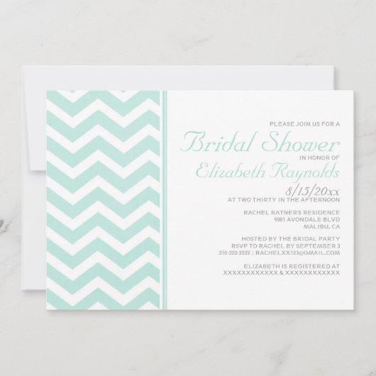Invitations de douche nuptiale Chevron Zigzag vint (Devant)