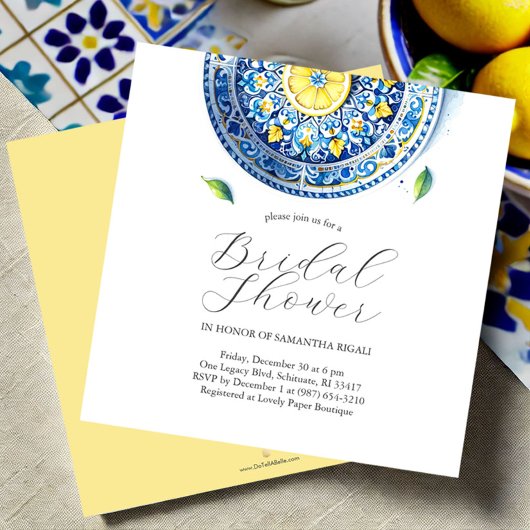 Invitations de douche nuptiale Citrus bleu et jaun