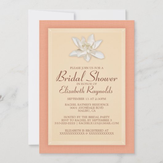 Invitations de douche nuptiale corail (Devant)