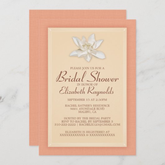 Invitations de douche nuptiale corail (Devant / Derrière)