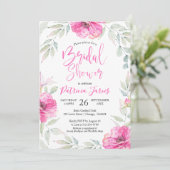 Invitations de douche nuptiale Couronne rose flora (Debout devant)