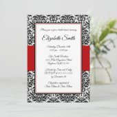 Invitations de douche nuptiale Damas noir et rouge (Debout devant)