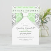 Invitations de douche nuptiale Damas vert/argent (Debout devant)