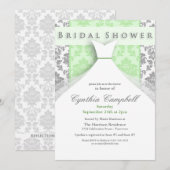 Invitations de douche nuptiale Damas vert/argent (Devant / Derrière)