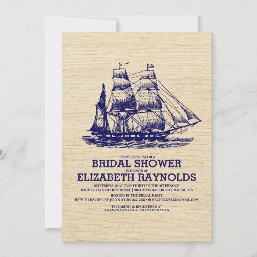 Invitations de douche nuptiale de bateau ancien (Devant)