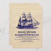 Invitations de douche nuptiale de bateau ancien (Devant / Derrière)
