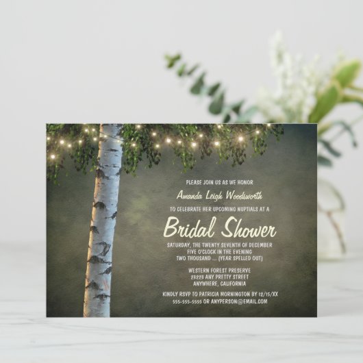 Invitations de douche nuptiale de Birch Tree (Debout devant)