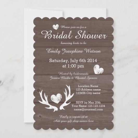 Invitations de douche nuptiale de cerf de bois rus (Devant)