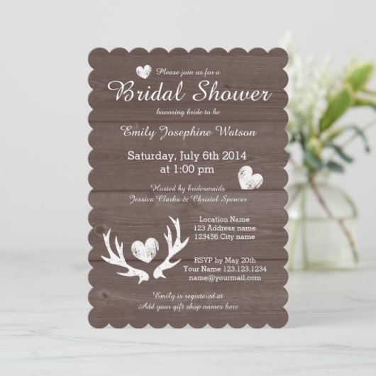 Invitations de douche nuptiale de cerf de bois rus (Debout devant)