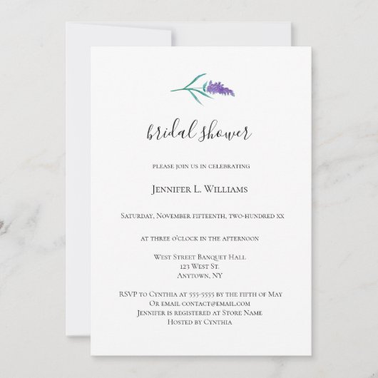 Invitations de douche nuptiale de couleur aquarell (Devant)