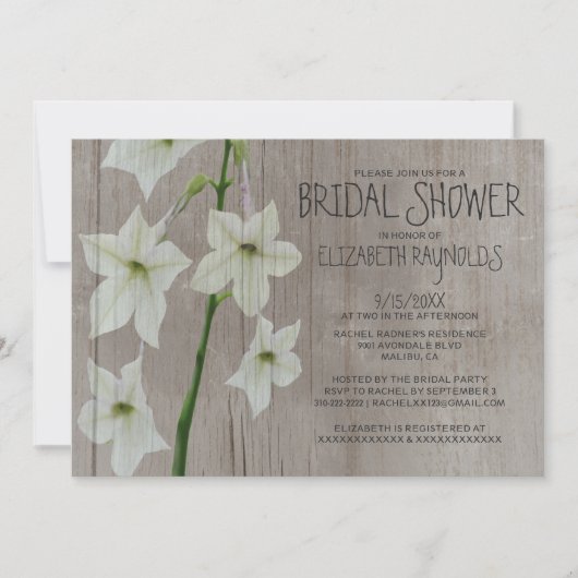 Invitations de douche nuptiale de Jasmin Rustique (Devant)