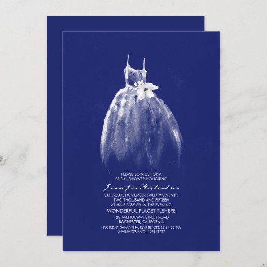 Invitations de douche nuptiale de la marine mariag (Devant / Derrière)